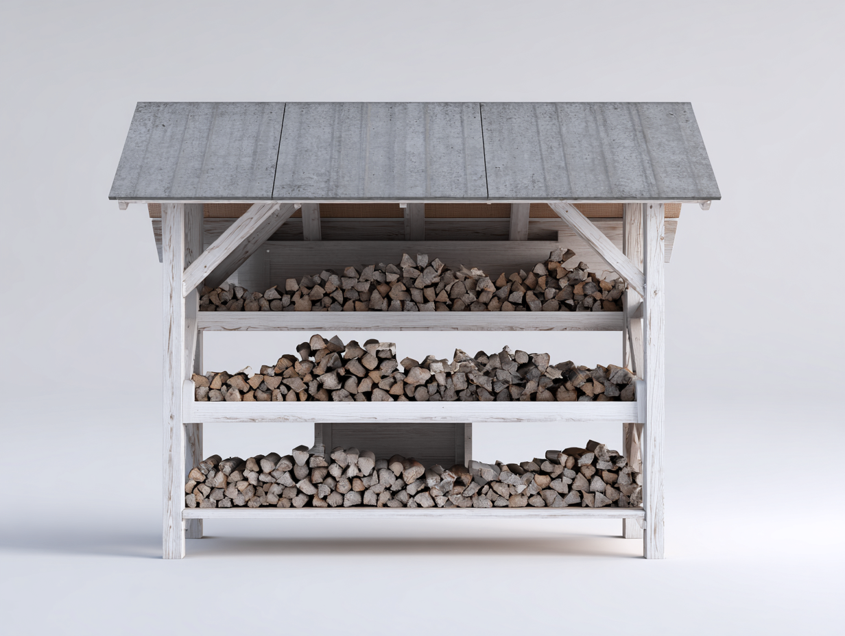 Abri à bûches en bois avec toit en métal 180x50x180 cm – blanc - gris – design moderne pour extérieur-Loftgetbase