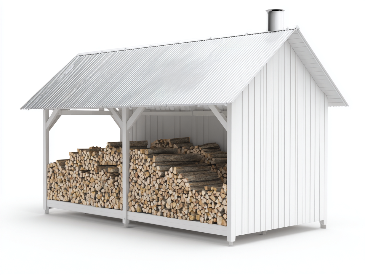 Abri à bûches en bois avec toit blanc 200x70x180 cm – blanc – design moderne pour extérieur-Loftgetbase