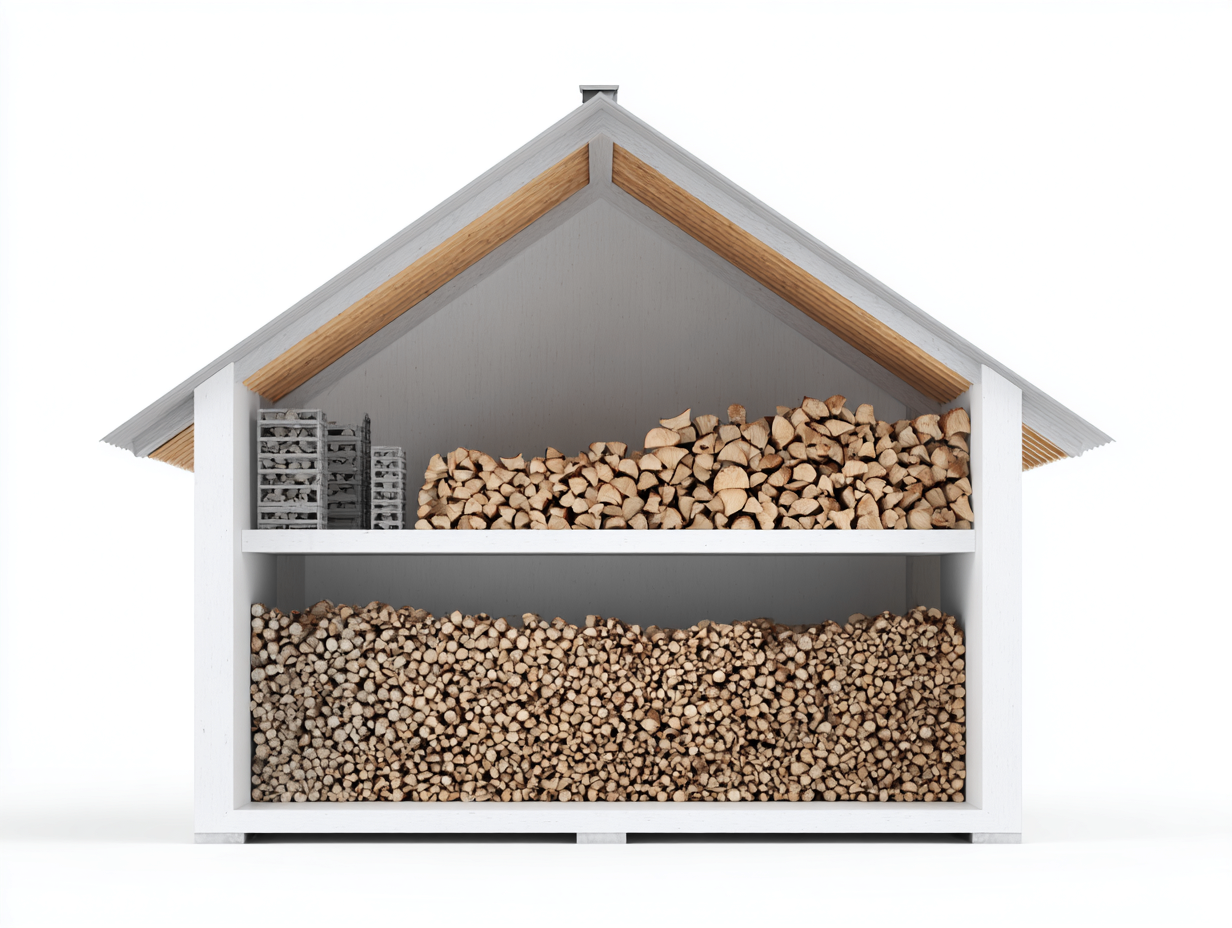 Abri à bûches en bois avec toit à double pente 160x65x170 cm – blanc – design chalet pour extérieur-Loftgetbase