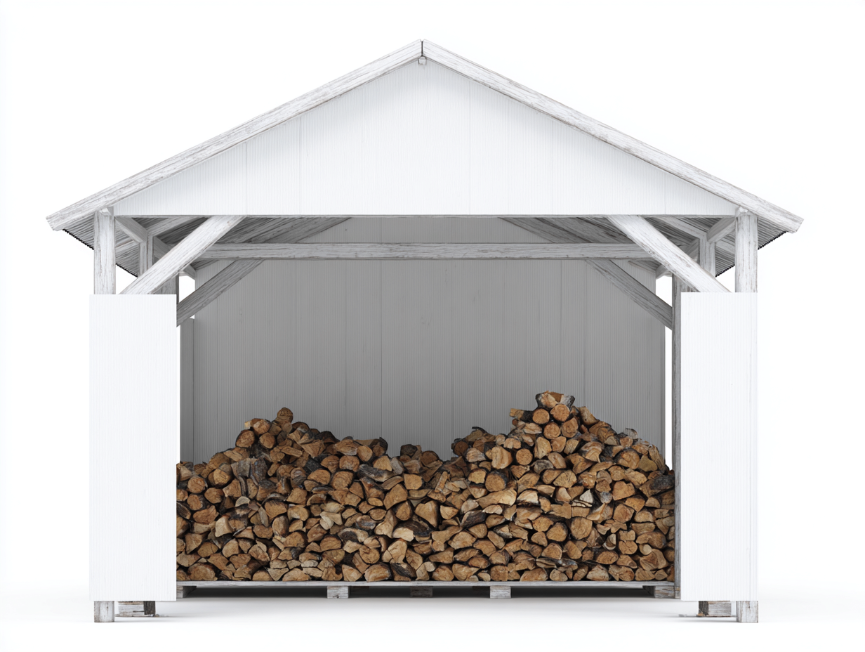 Abri à bûches en bois et métal 220x80x190 cm – blanc – design contemporain pour extérieur-Loftgetbase