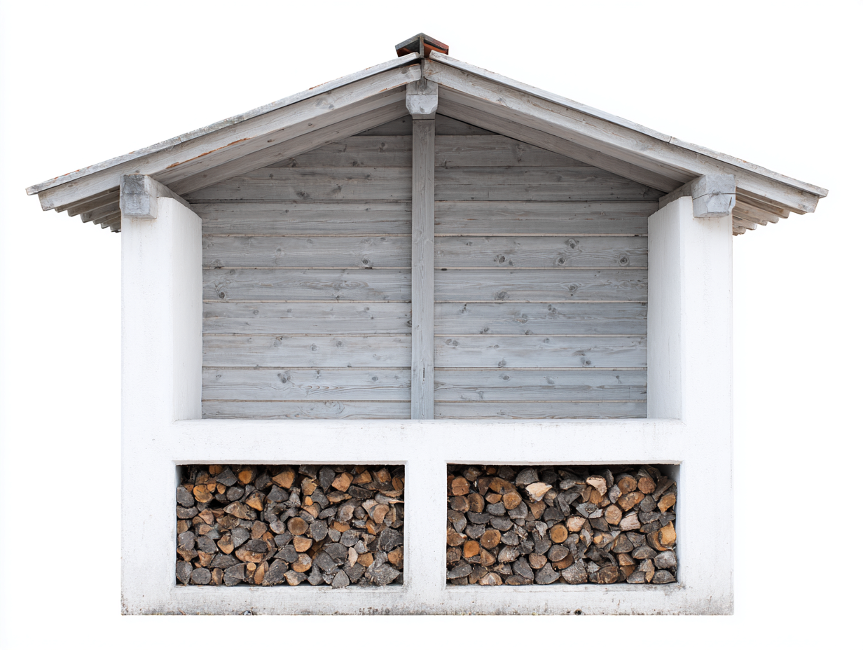 Abri à bûches en bois 180x60x170 cm – blanc et gris – design classique pour extérieur-Loftgetbase