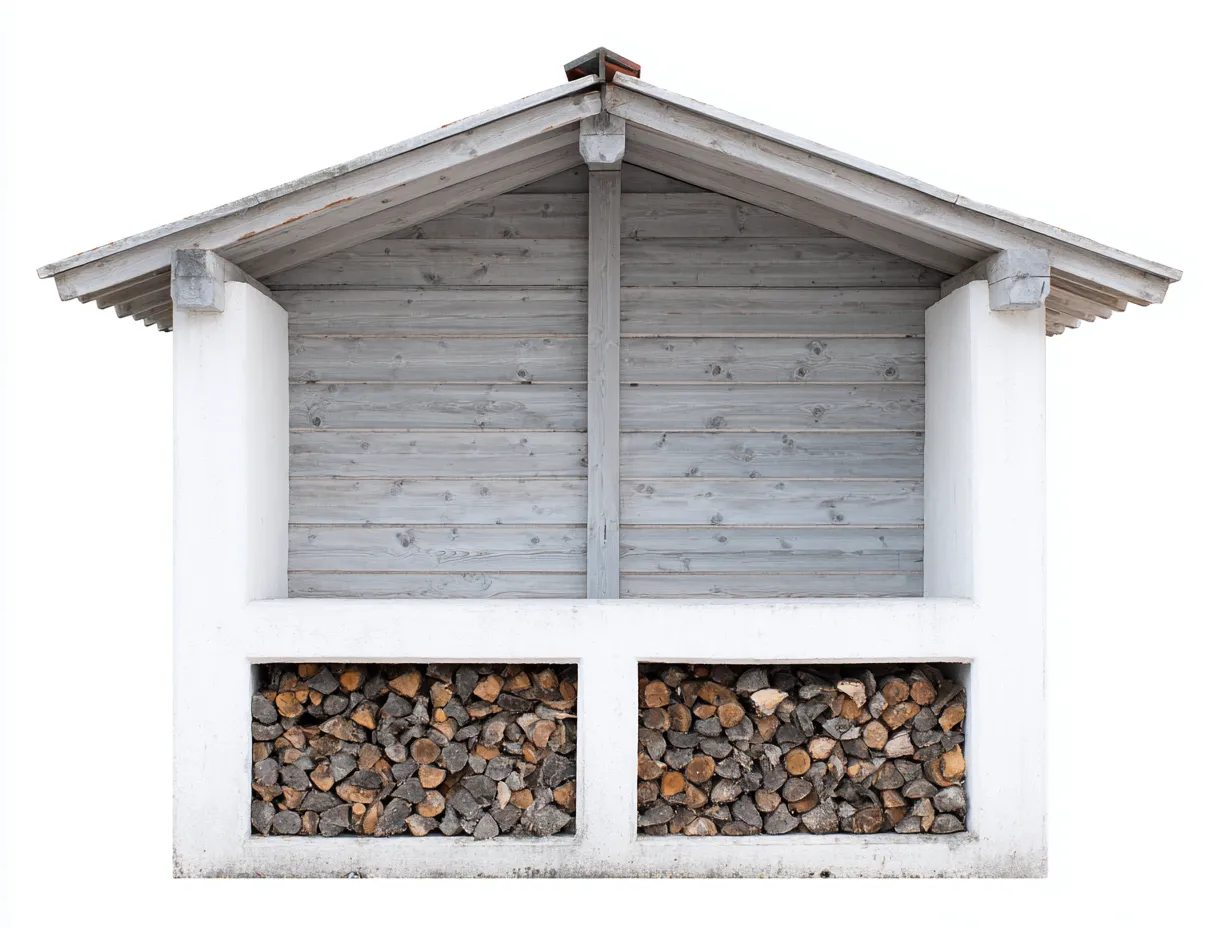 Abri à bûches en bois 180x60x170 cm – blanc et gris – design classique pour extérieur-Loftgetbase