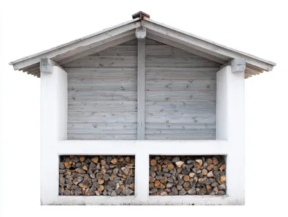 Abri à bûches en bois 180x60x170 cm – blanc et gris – design classique pour extérieur-Loftgetbase