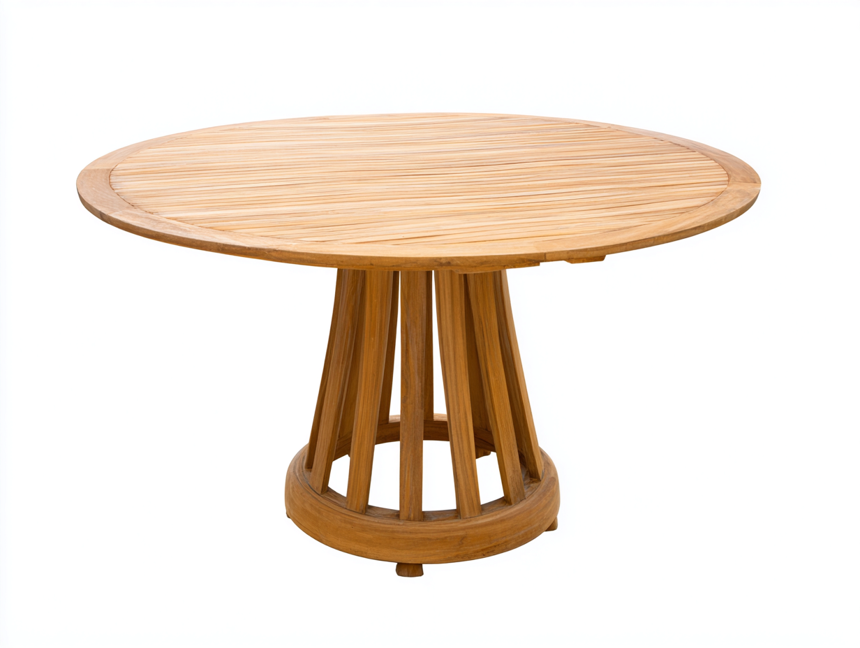 Table de jardin ronde en bois massif 150x150x75 cm – marron – design naturel pour extérieur-Loftgetbase