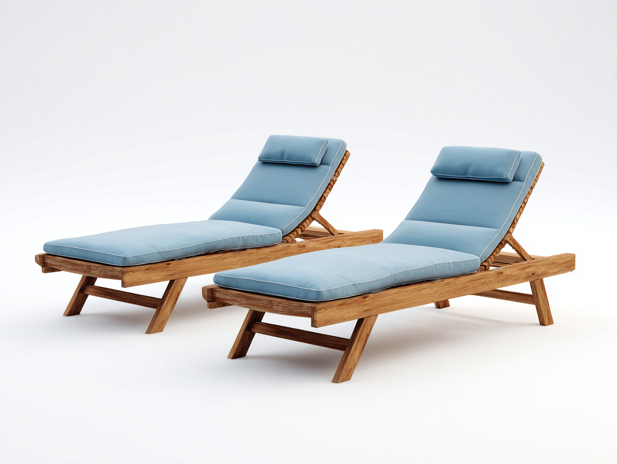 Sonnenliege-Holz-Stoff-206 x 79 x 90 cm-Blau-Natur-Moderner Outdoorstil-Loftmybase