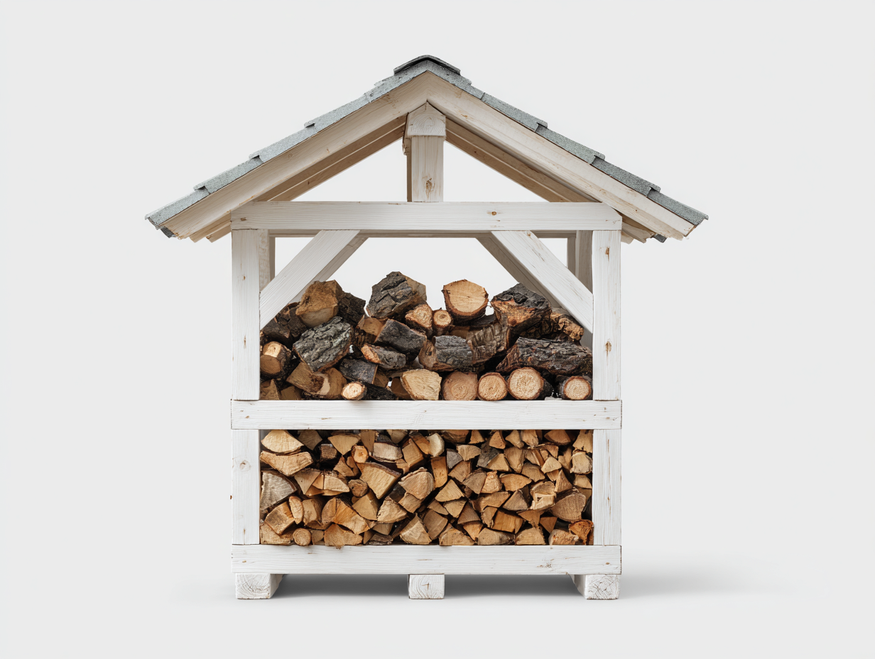 Kaminholzregal Holz 100x50x120 cm - Weiß - mit Dach - geeignet für Garten-Loftmybase