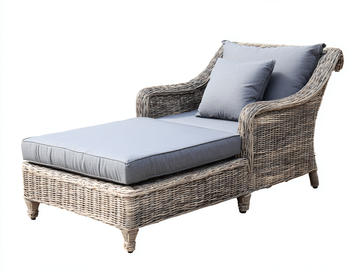 Sonnenliege Rattan 185x75x80 cm - Naturgrau-Grau - Modernes Design für Garten und Terrasse-Loftmybase