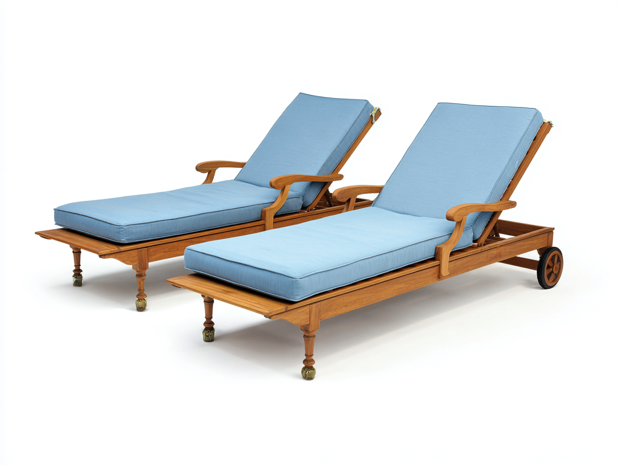 Sonnenliege-Holz-Stoff-206 x 79 x 90 cm-Blau-Natur-Moderner Outdoorstil-Loftmybase
