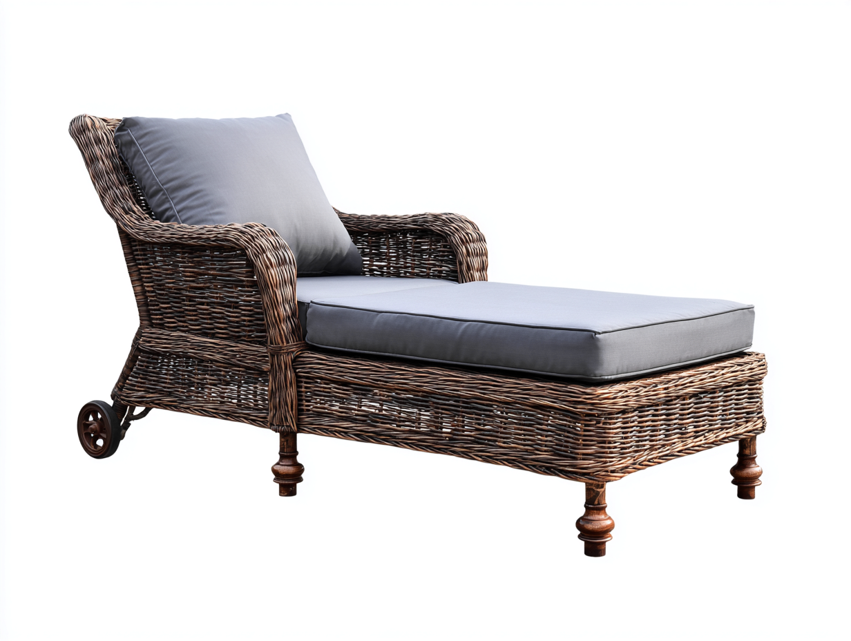 Sonnenliege Rattan 190x75x85 cm - Braun-Grau - Mit Rollen Modernes Design geeignet für Garten Terrasse Balkon-Loftmybase