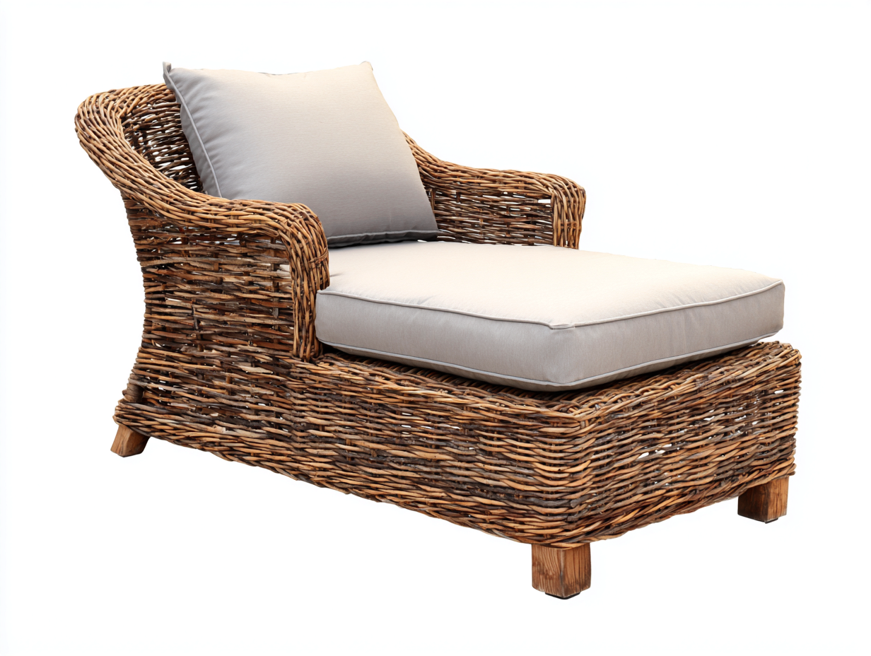 Sonnenliege Rattan 180x70x75 cm - Natur-Beige - Modernes Design geeignet für Garten Terrasse Balkon-Loftmybase