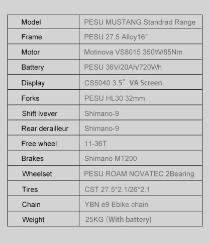 PESU MUSTANG Electric Bike  E-bike