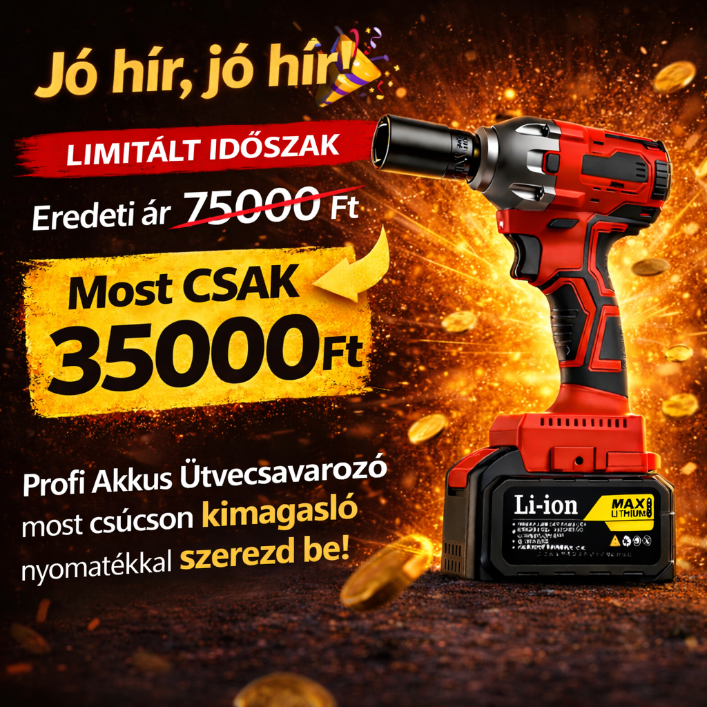 Akkus lítium-ion akkumulátoros ütvecsavarozó, elektromos nyomatékkulcs, többcélú javítószerszám, alkalmas nagy teherbírású csavarokhoz az autóiparban, az építőiparban és a barkácsolásban.