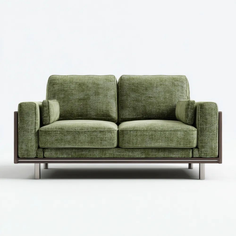 Divano a due posti in tessuto 160x85x75 cm - Verde - Design moderno
