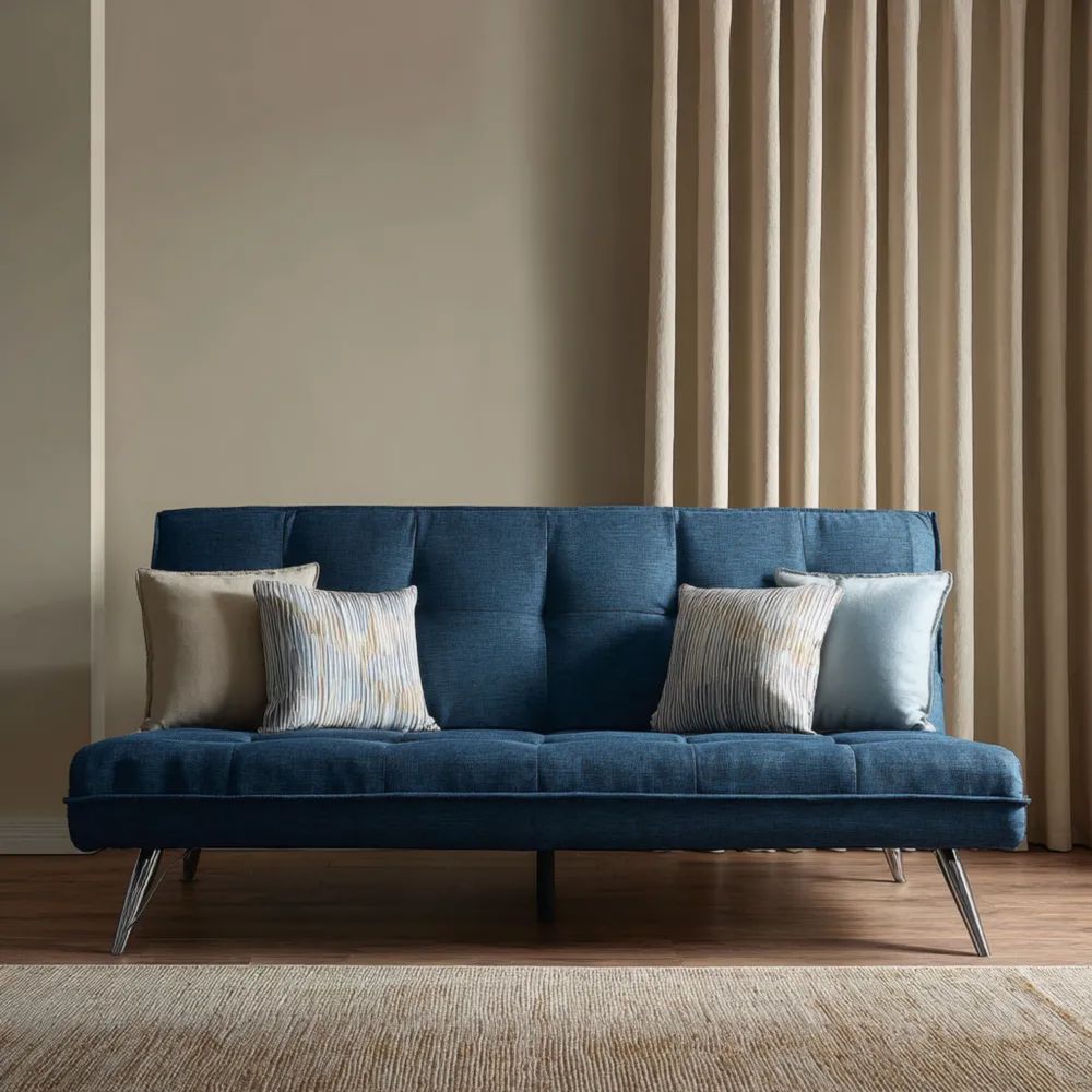 Divano letto 2 posti tessuto 180x85x75 cm - Blu