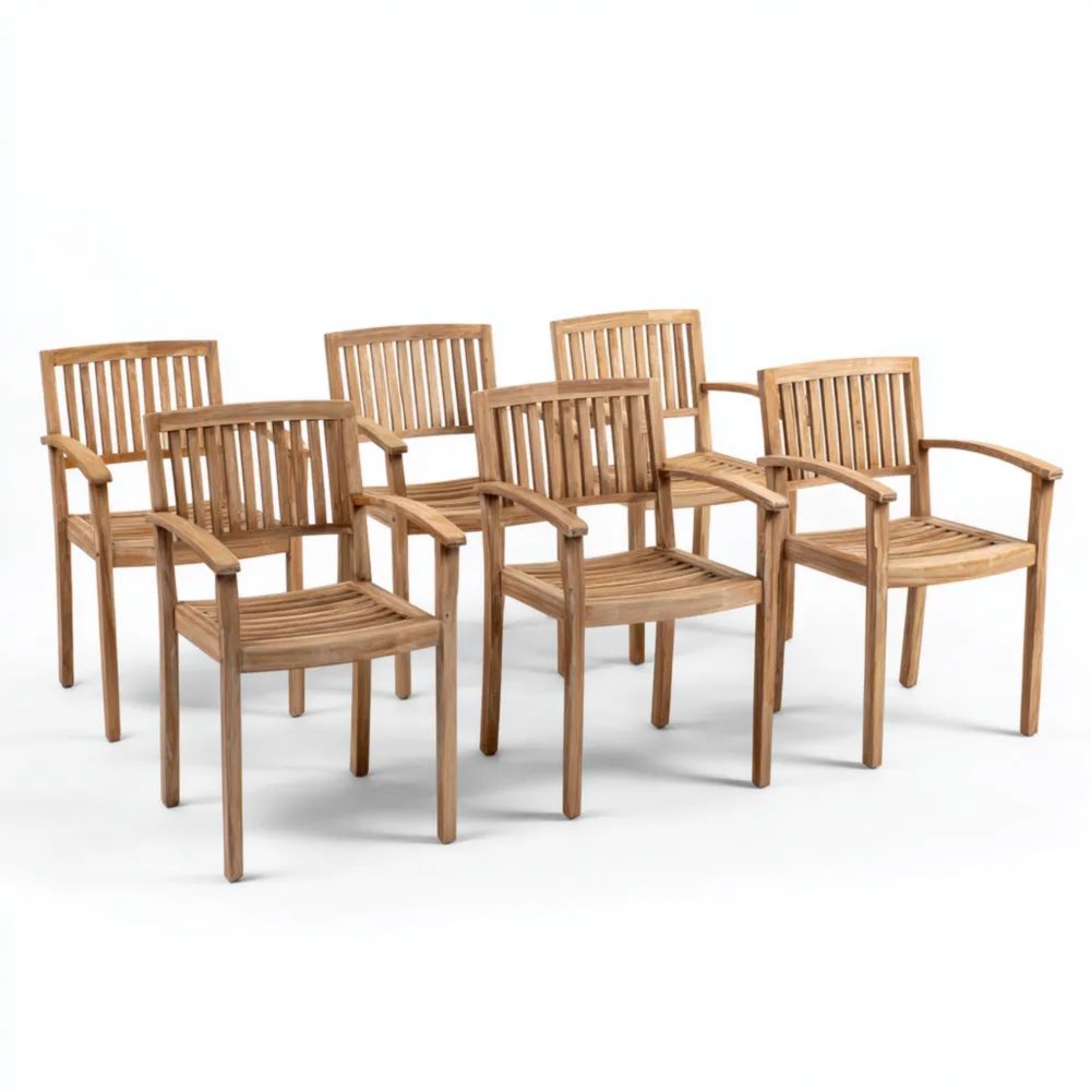 Set di 6 sedie da esterno in legno – 60x55x90 cm – Design classico