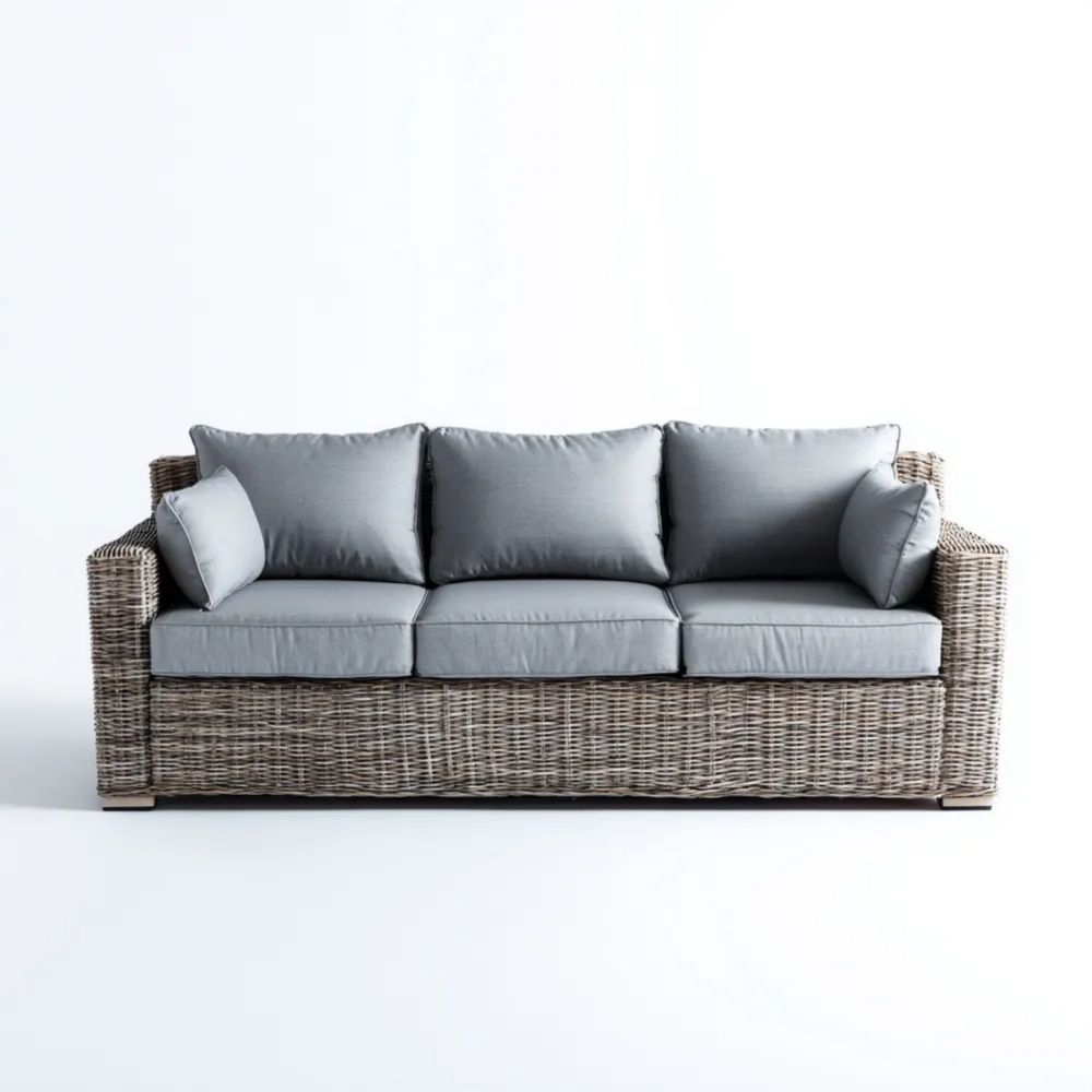 Divano a tre posti da esterno in Rattan 200x85x75 cm - Grigio