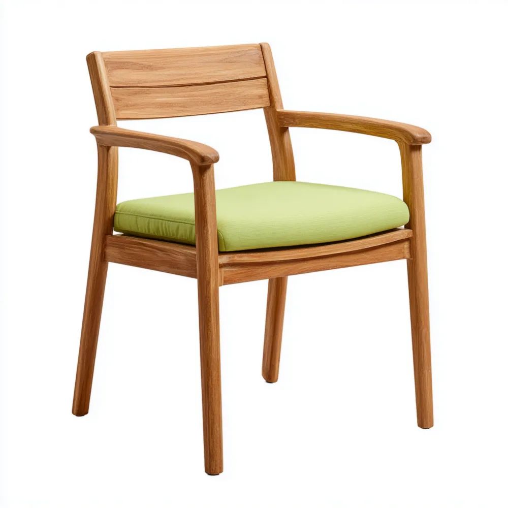 Sedia da esterno in legno massello 60x62x85 cm con cuscino Verde - Stile Moderno