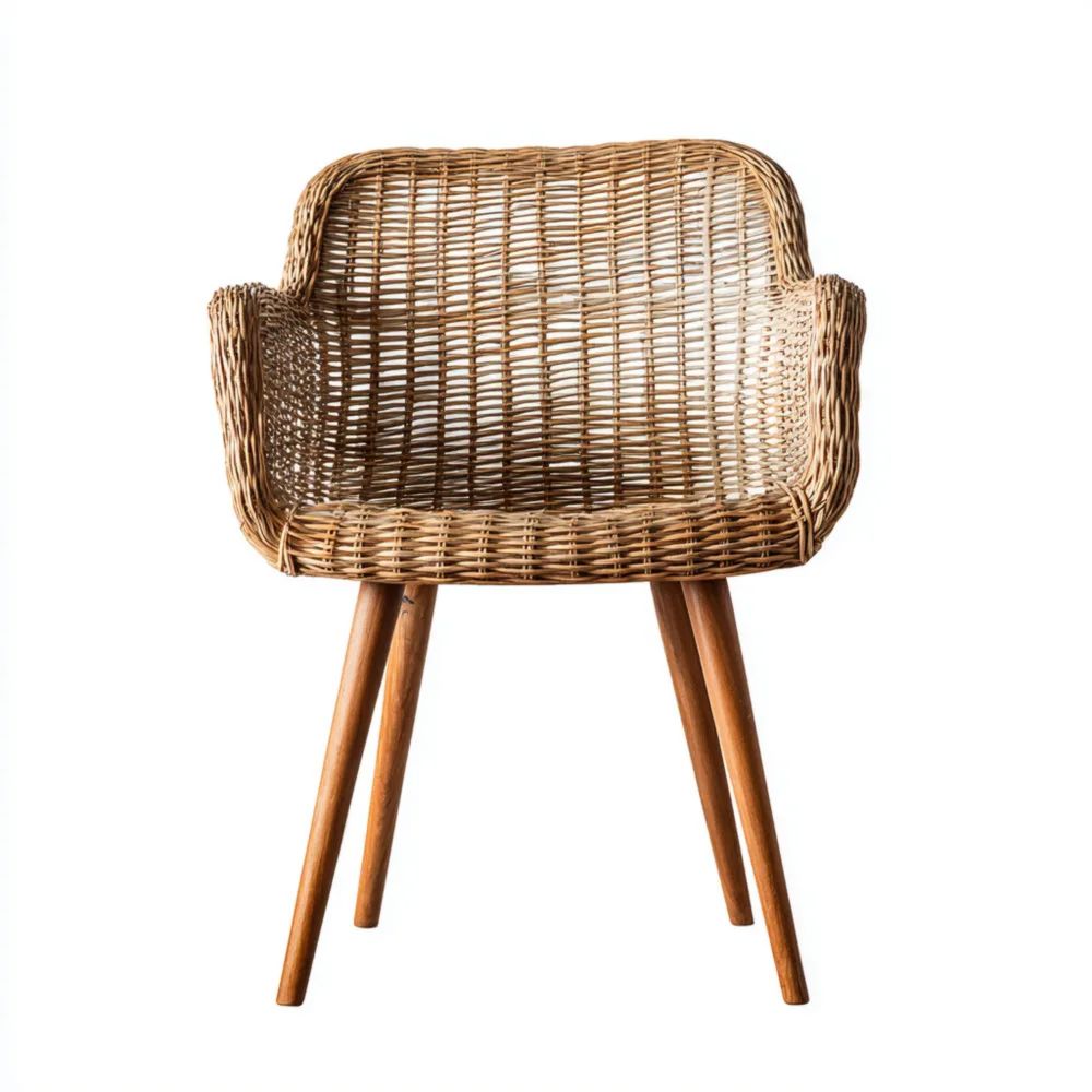 Sedia da esterno in rattan 85x60x60 cm – Naturale – Design rustico