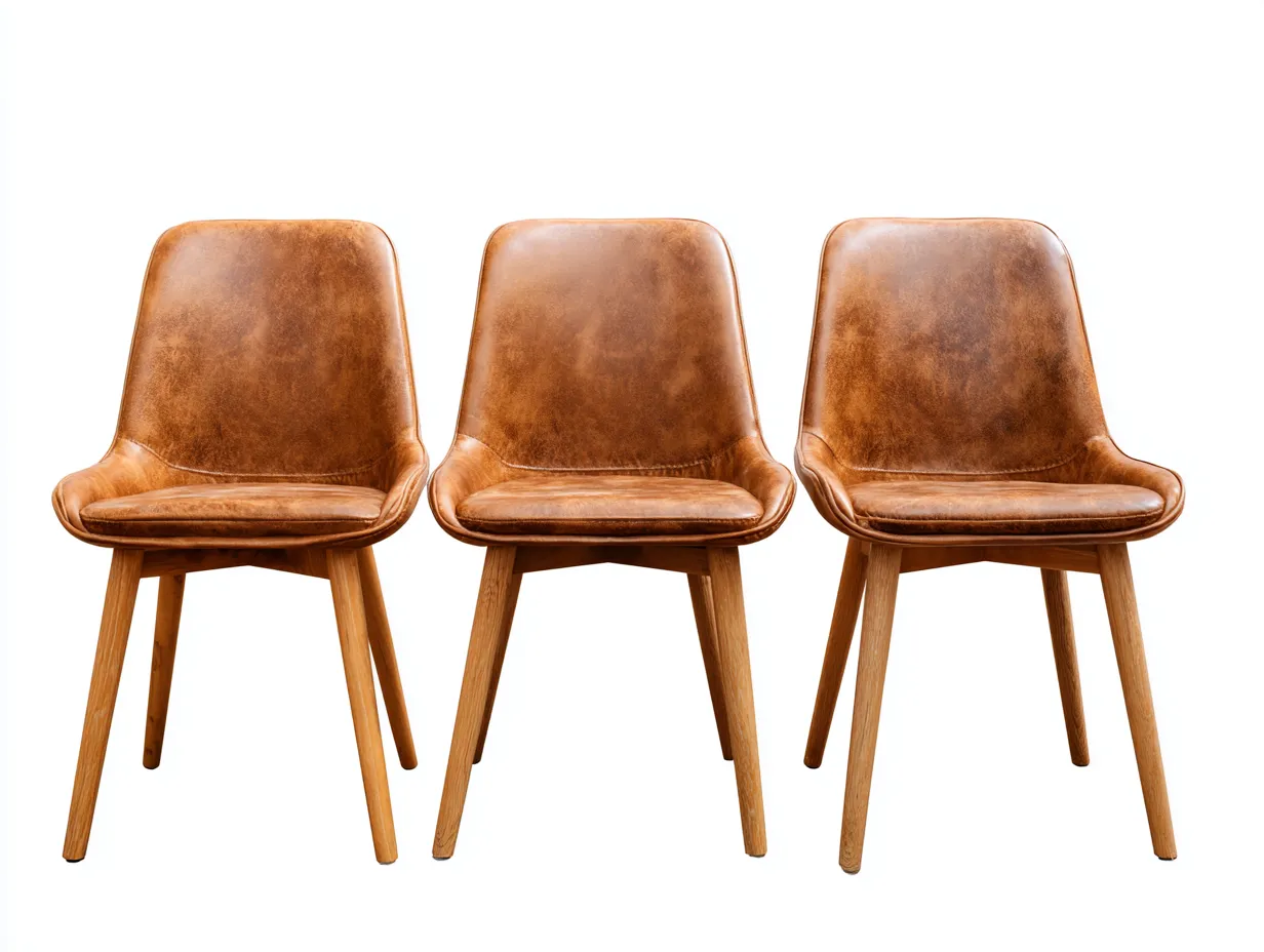 Sedia da pranzo-Legno-Pelle-54x52x80 cm-Marrone-Stile moderno imbottito-Cottahub