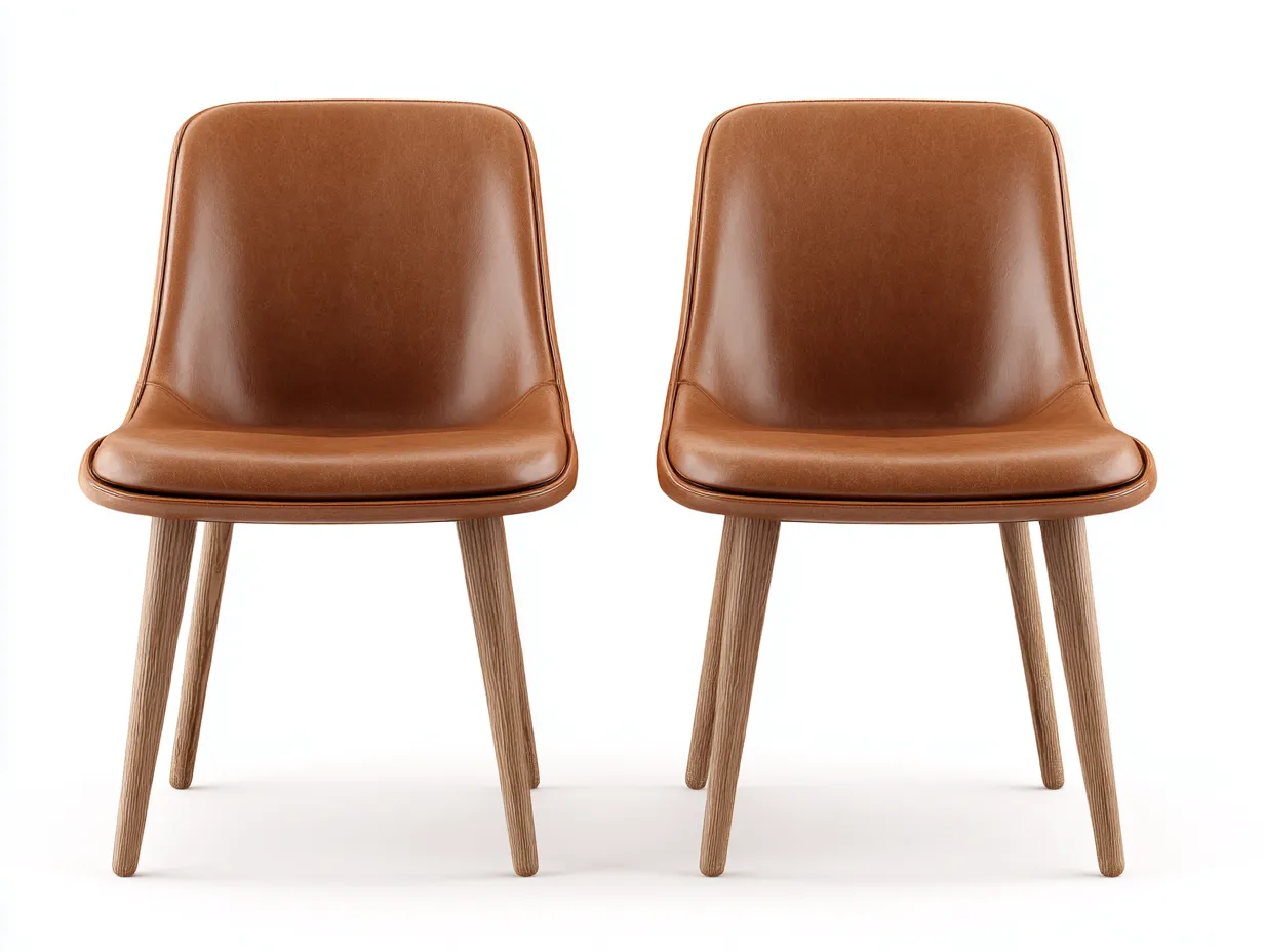 Sedia da pranzo-Legno-Pelle-52x54x82 cm-Marrone-Stile moderno imbottito-Cottahub