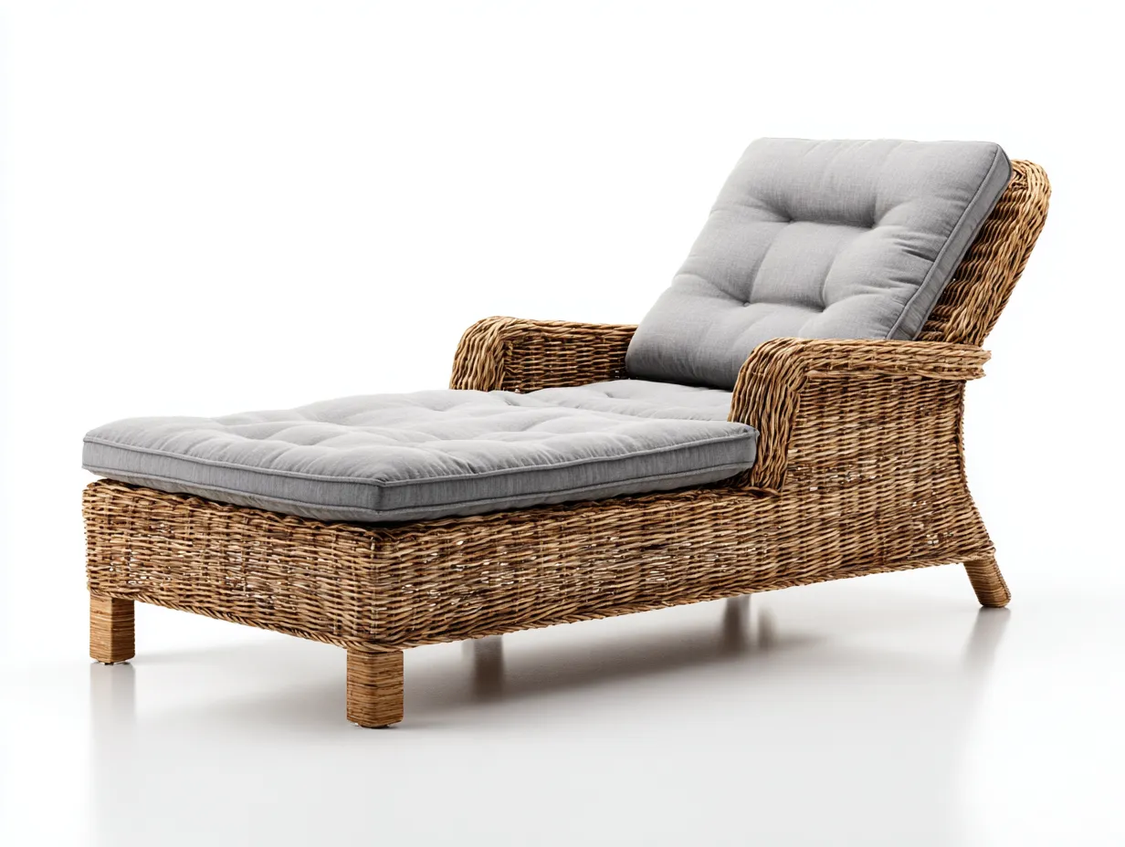 Lettino prendisole-Rattan-Tessuto-180x75x78 cm-Grigio-Marrone-Design outdoor lounge-Cottahub