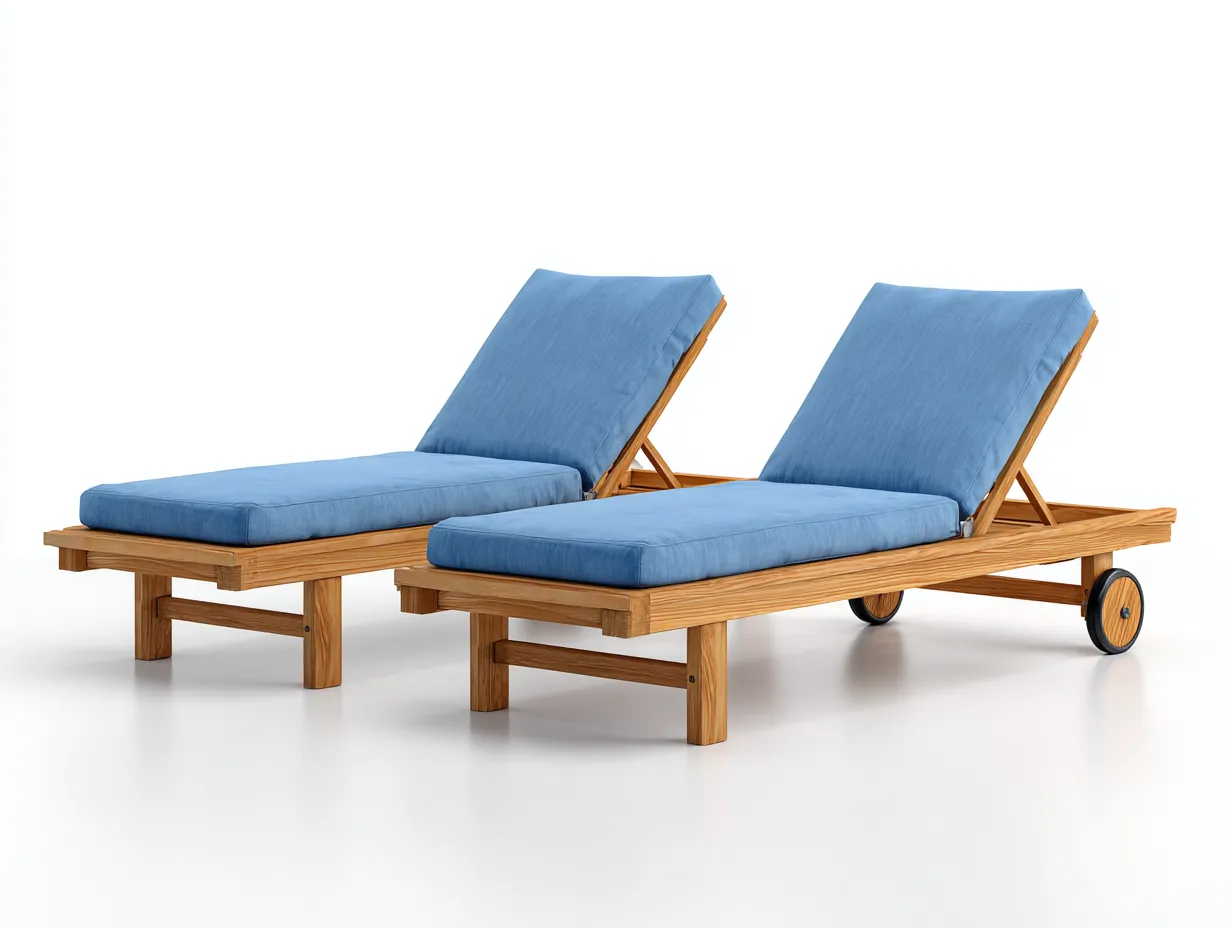 Lettino prendisole-Legno-Tessuto-200x68x37 cm-Azzurro-Design outdoor regolabile-Cottahub