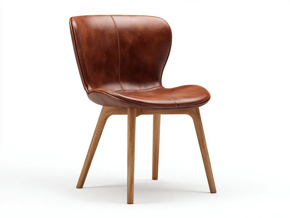 Sedia da pranzo-Legno-Pelle-54x53x81 cm-Marrone-Stile moderno imbottito-Cottahub