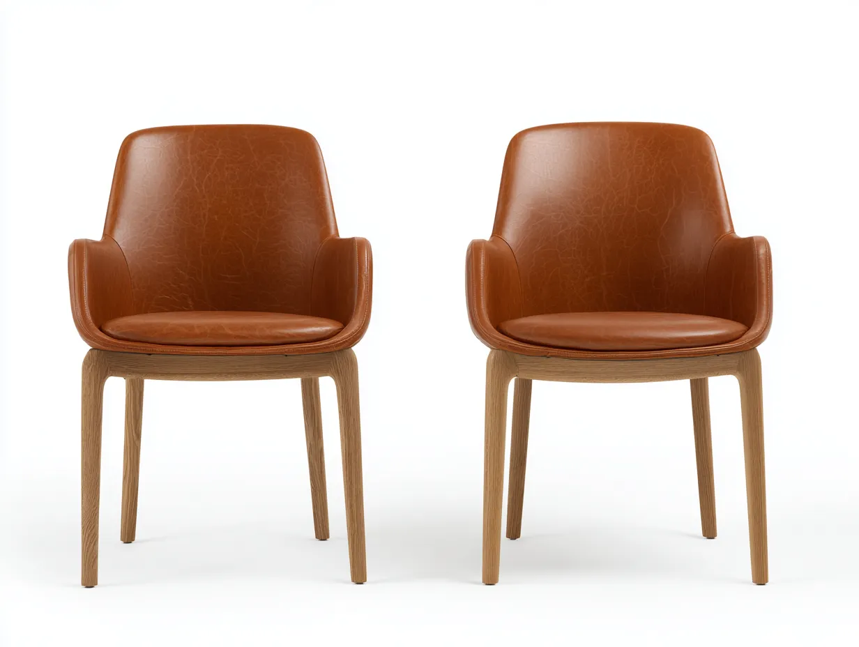 Sedia da pranzo-Legno-Pelle-55x53x81 cm-Marrone-Stile moderno imbottito-Cottahub