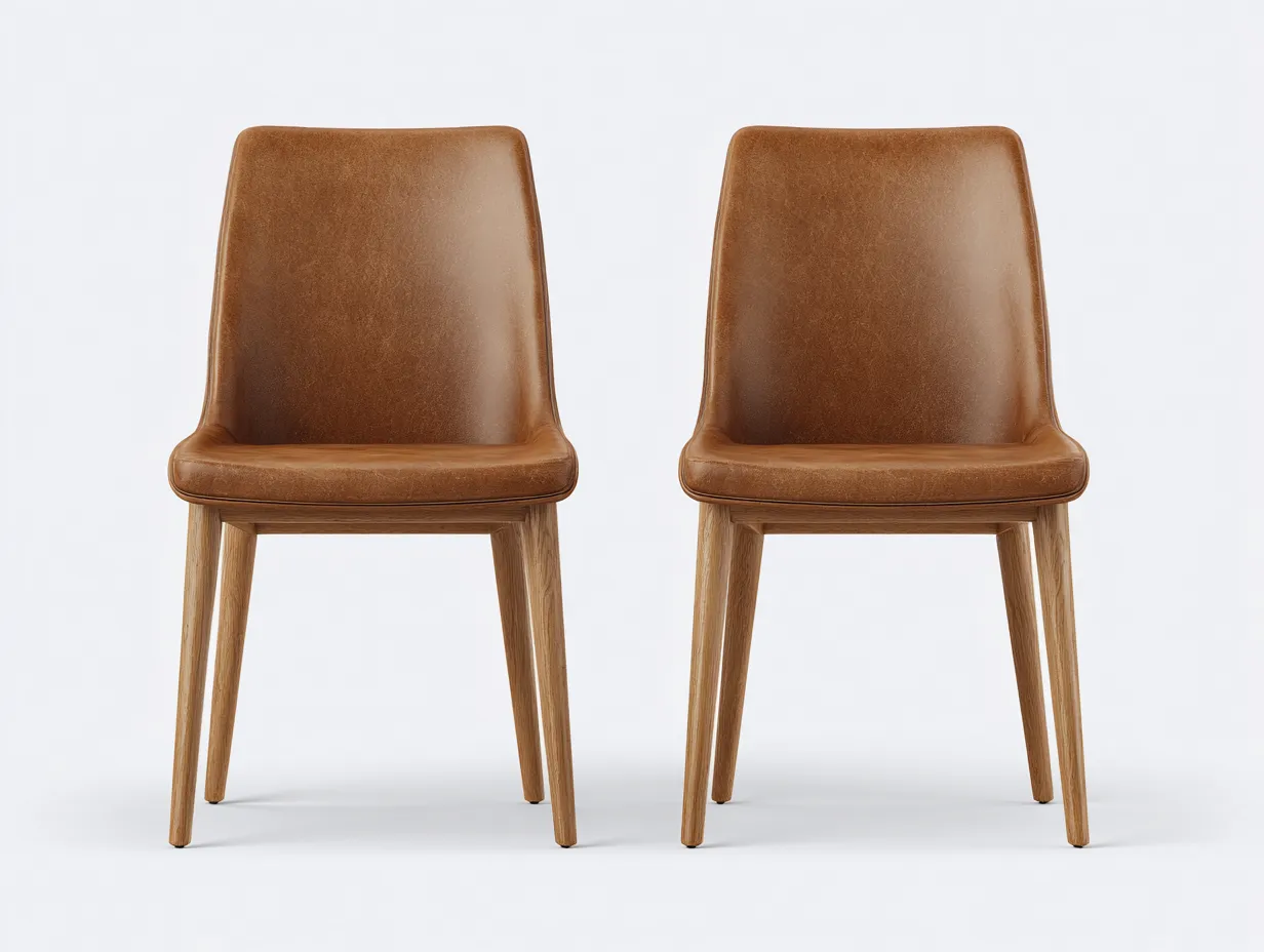 Sedia da pranzo-Legno-Pelle-50x52x80 cm-Marrone-Design contemporaneo imbottito-Cottahub