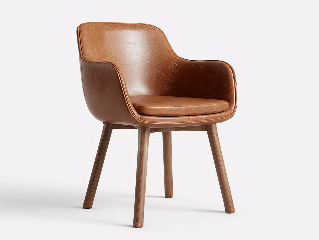 Sedia da pranzo-Legno-Pelle-56x55x80 cm-Marrone-Stile moderno imbottito-Cottahub