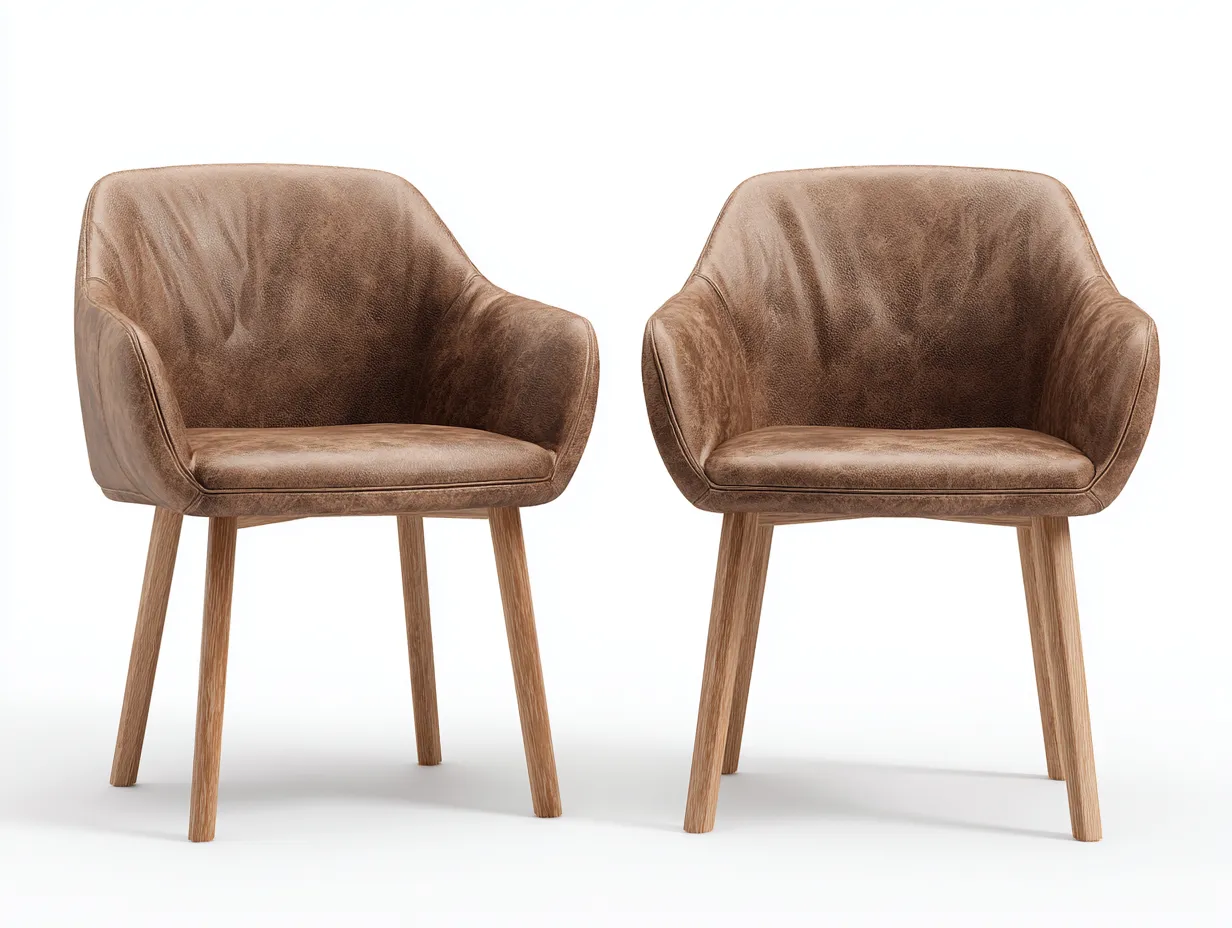 Sedia da pranzo-Legno-Pelle-58x56x82 cm-Marrone-Stile moderno imbottito-Cottahub