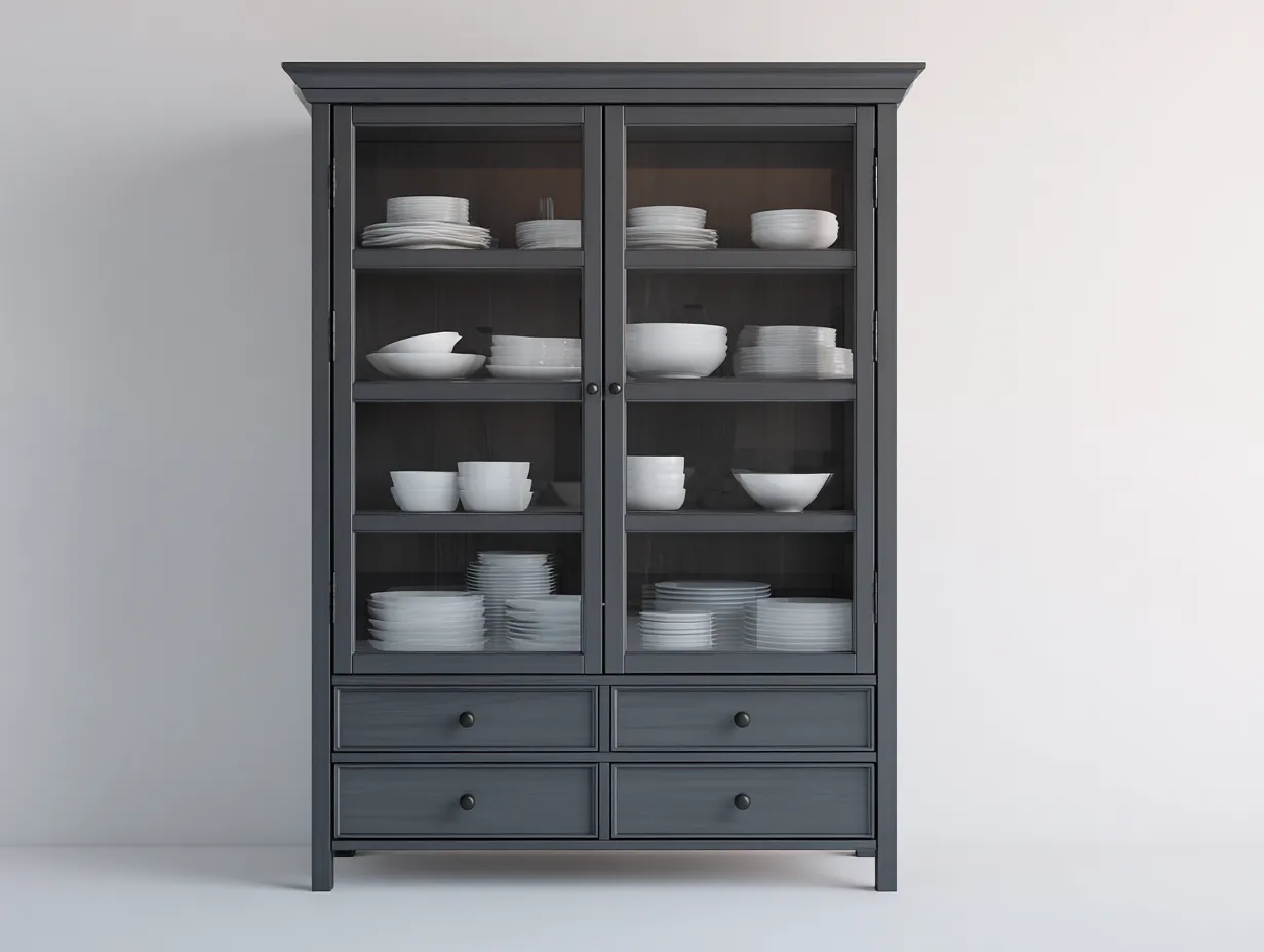 Vetrina-Legno-Vetro-120x45x200 cm-Grigio scuro-Design funzionale elegante-Cottahub