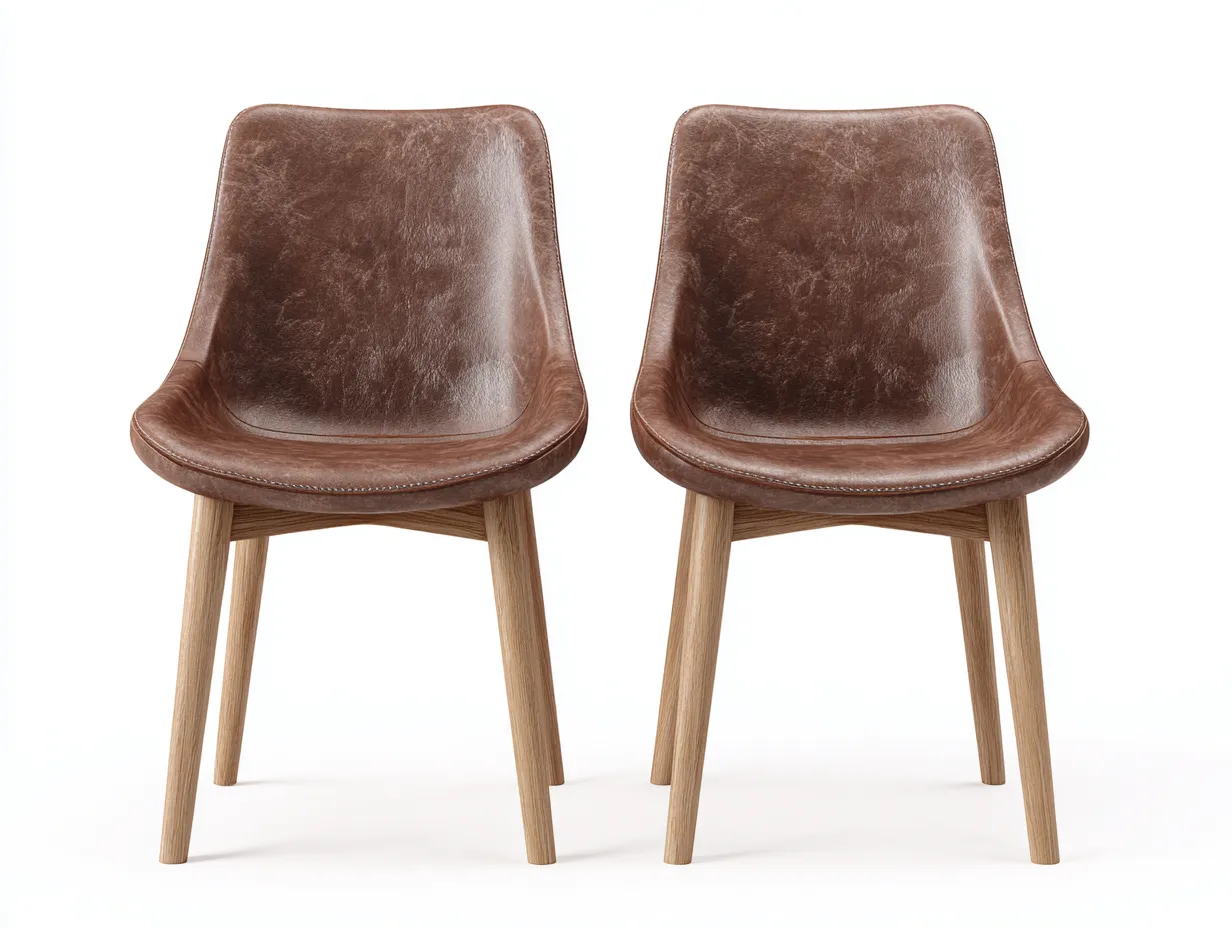 Sedia da pranzo-Legno-Pelle-52x54x82 cm-Marrone-Design moderno imbottito-Cottahub