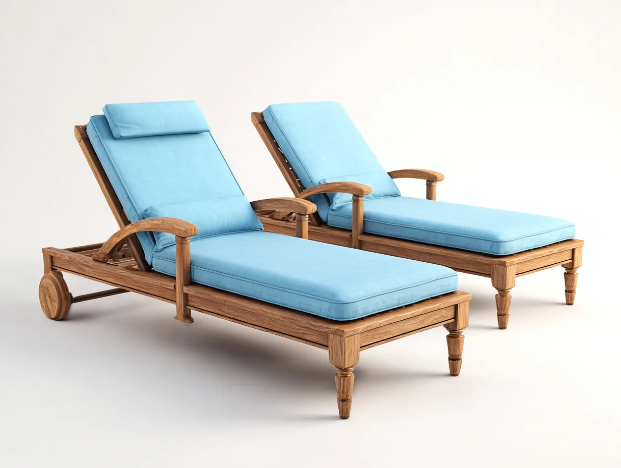 Lettino prendisole-Legno-Tessuto-198x72x38 cm-Azzurro-Design outdoor regolabile-Cottahub