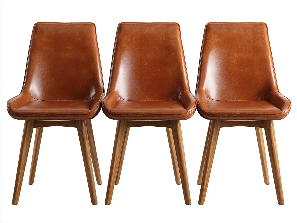 Sedia da pranzo-Legno-Pelle-55x53x81 cm-Marrone-Stile moderno imbottito-Cottahub