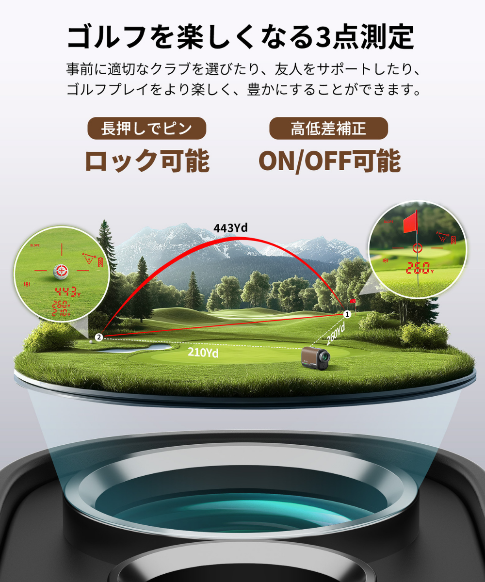 SILLAID VM2 ゴルフ距離計 - 赤緑2色OLED表示 0.04秒スピード計測 【プロ仕様/高精度】