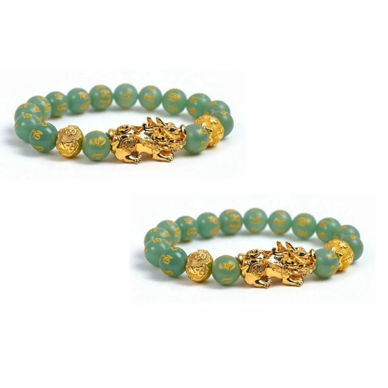 Wealth-Attracting Pixiu Green Aventurine Bracelet