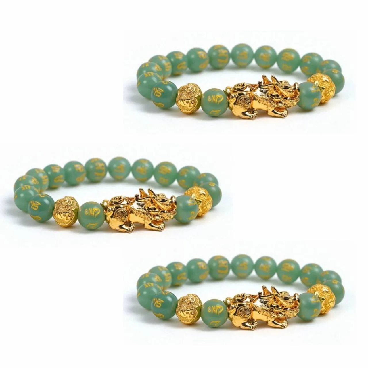 Wealth-Attracting Pixiu Green Aventurine Bracelet