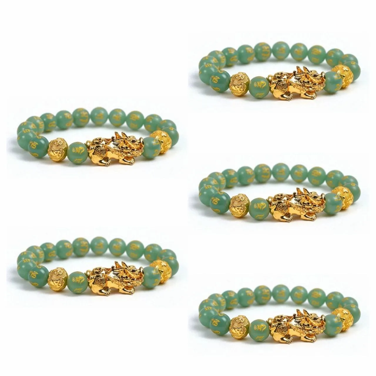 Wealth-Attracting Pixiu Green Aventurine Bracelet