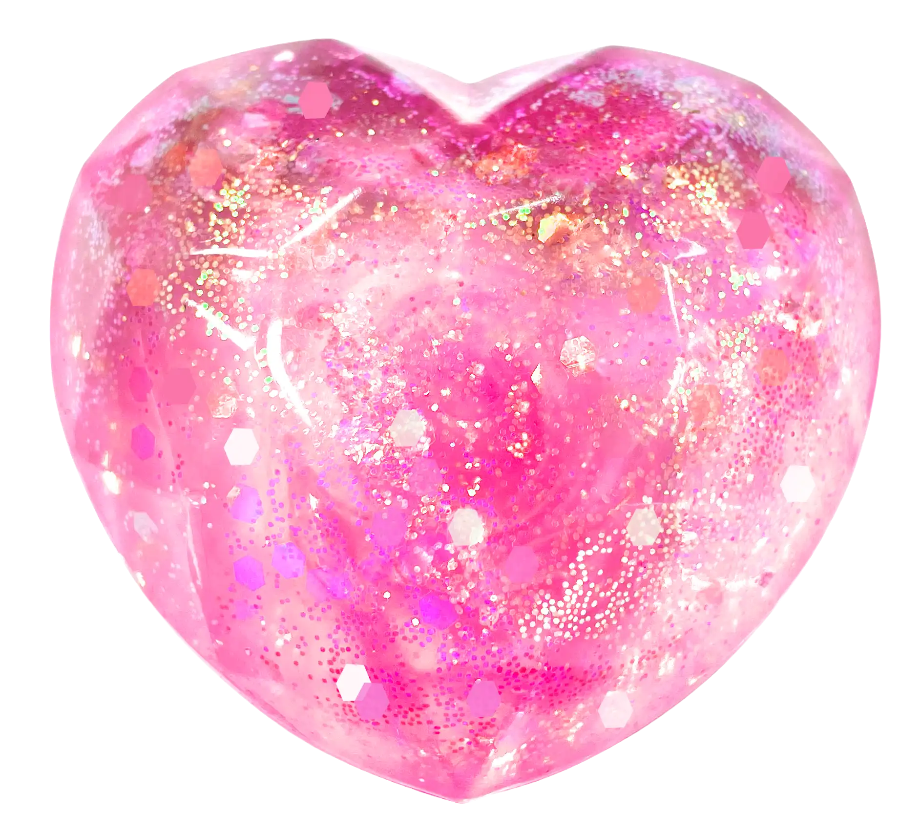 Glitter Heart Squish-Pink