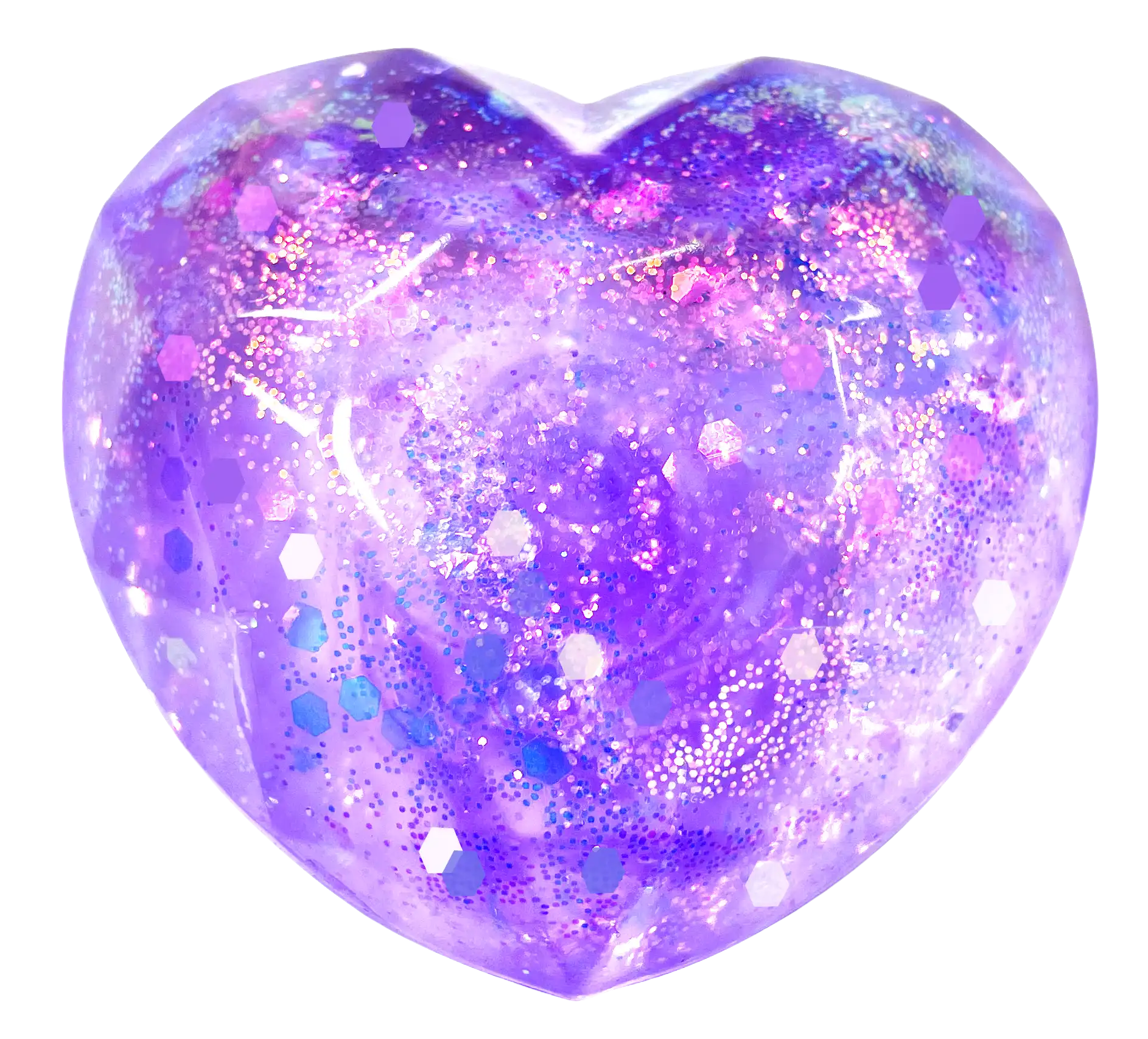 Glitter Heart Squish-Purple