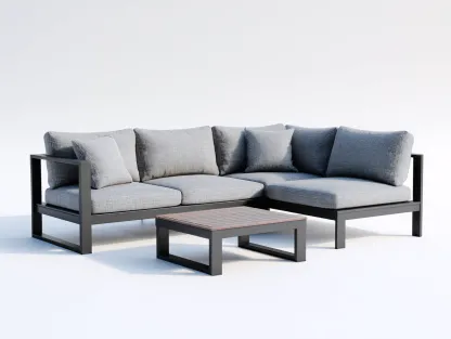 Canapé de jardin d'angle aluminium 240x160x75 cm - gris - extérieur design contemporain-Homimyhome