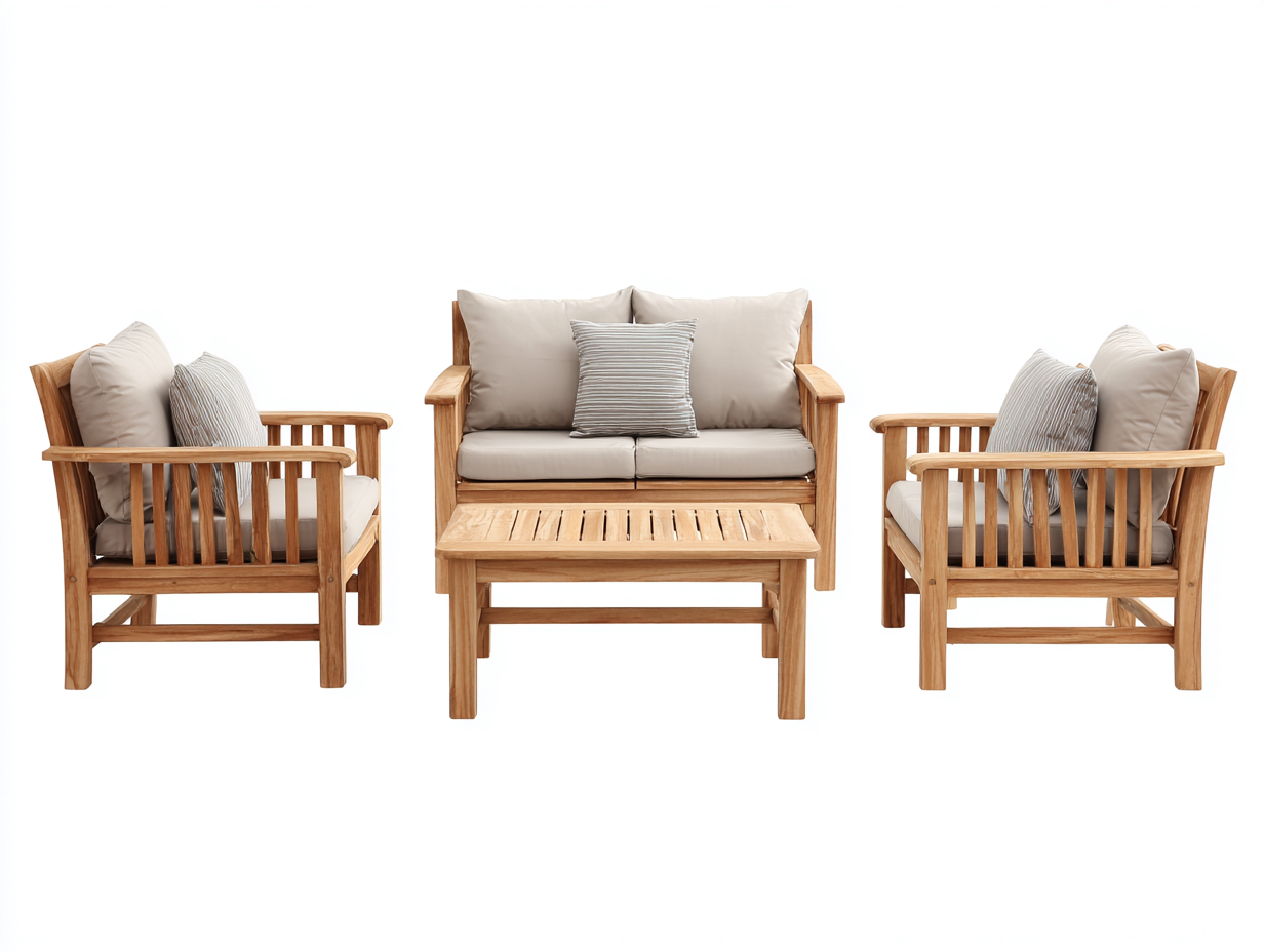 Canapé de jardin ensemble bois massif 2 places 160x75x78 cm - beige - naturel - extérieur design contemporain-Homimyhome