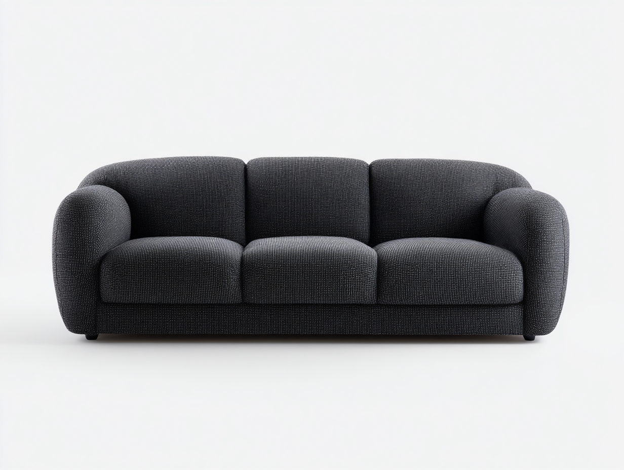 Canapé 3 places tissu rembourré 225x100x75 cm - gris foncé - design contemporain-Homimyhome