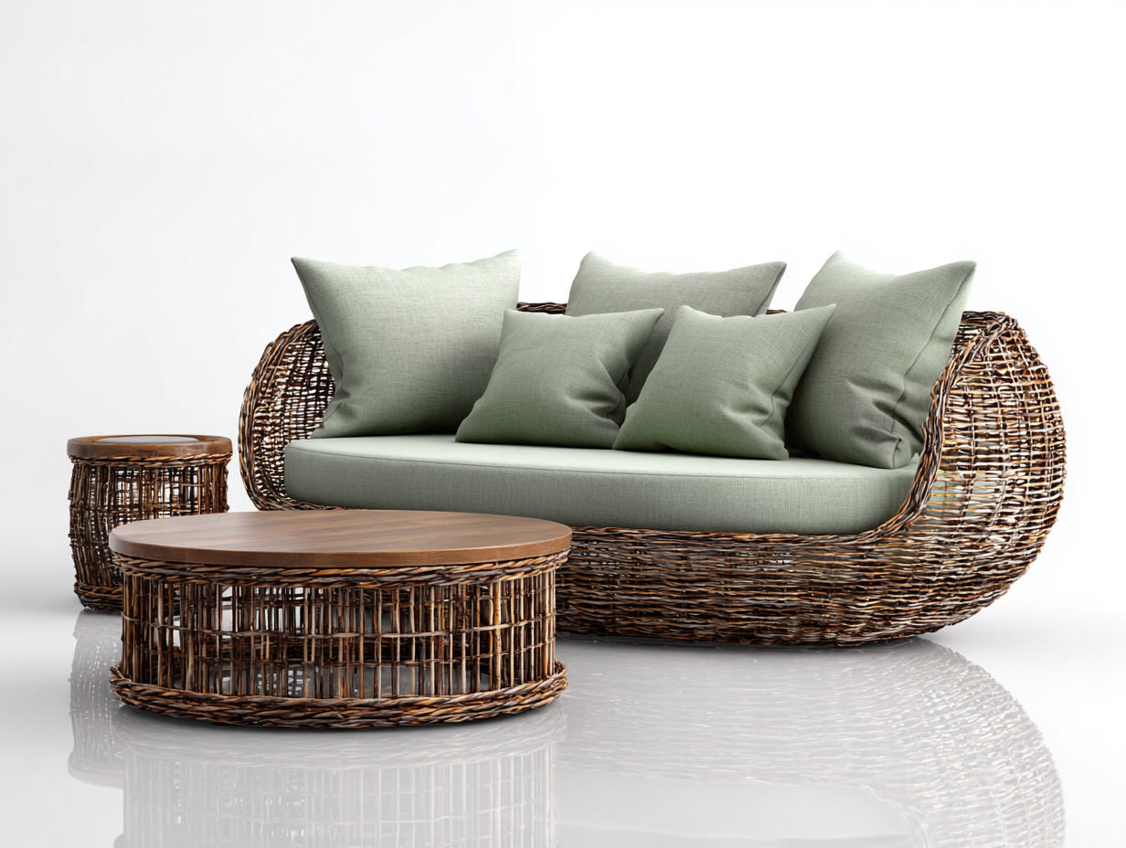 Canapé de jardin rotin naturel 210x90x75 cm - brun - extérieur design contemporain-Homimyhome