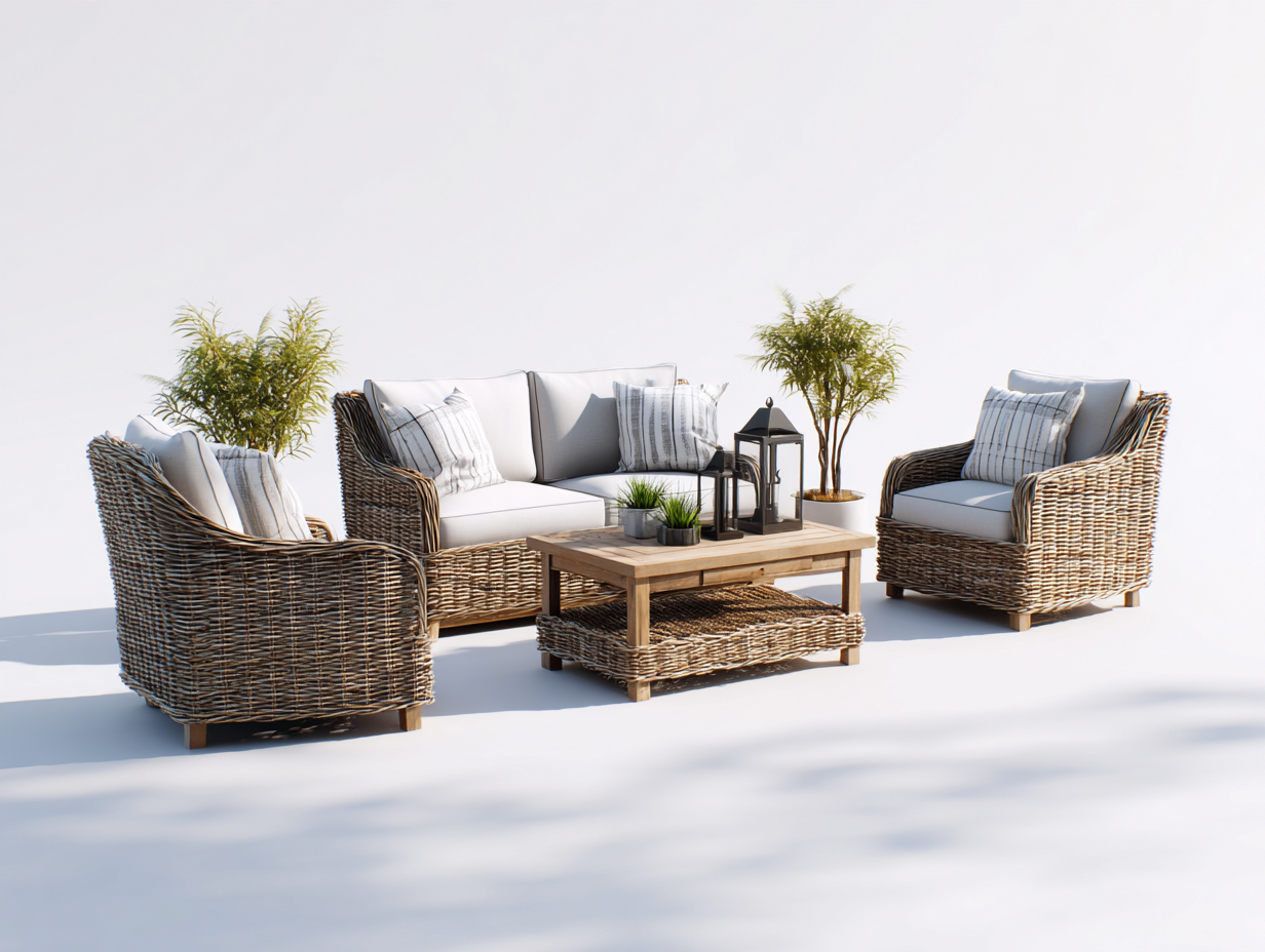 Canapé de jardin ensemble rotin synthétique 3 places 210x90x75 cm - gris clair - naturel - extérieur design contemporain-Homimyhome