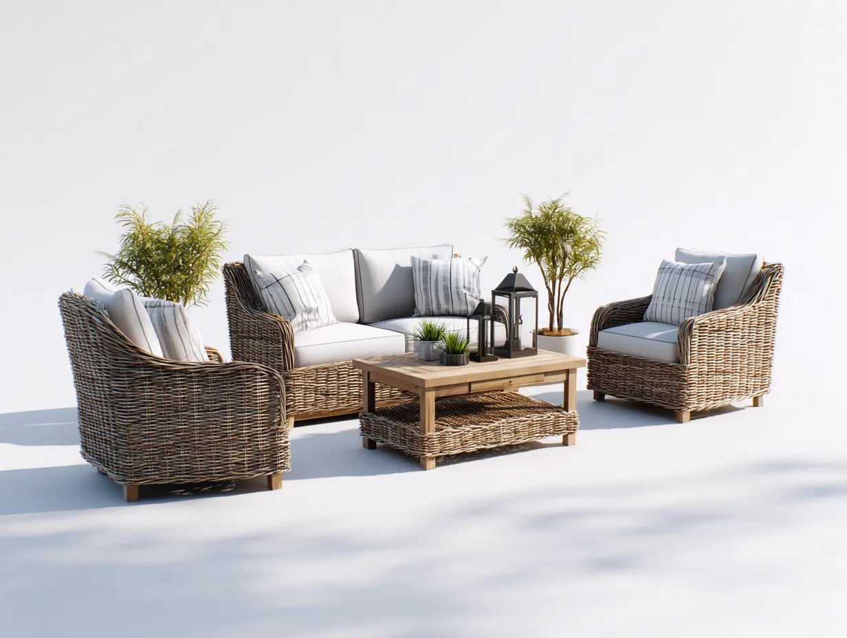 Canapé de jardin ensemble rotin synthétique 3 places 210x90x75 cm - gris clair - naturel - extérieur design contemporain-Homimyhome