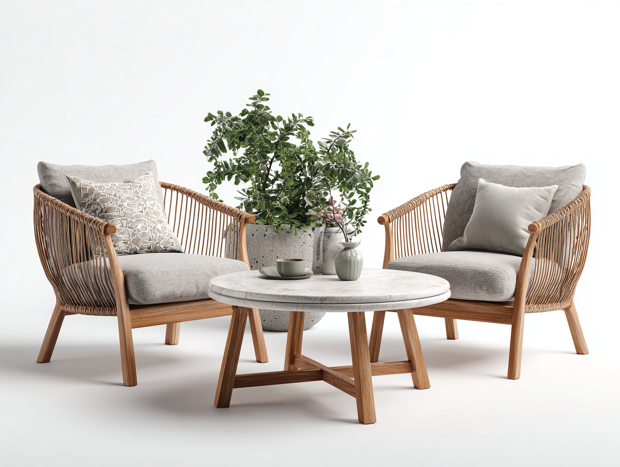 Canapé de jardin ensemble rotin et bois 2 places 150x80x78 cm - gris clair - naturel - extérieur design contemporain-Homimyhome