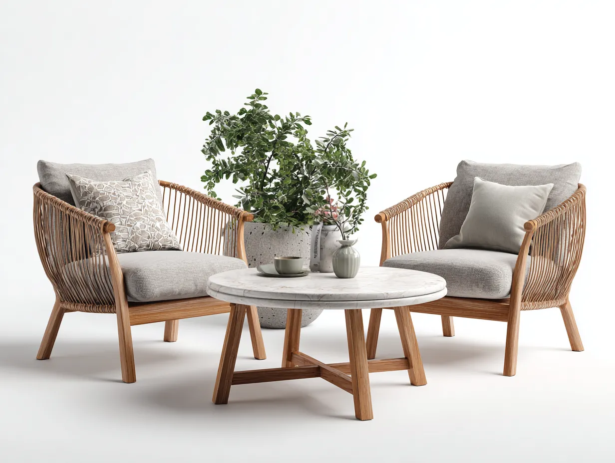 Canapé de jardin ensemble rotin et bois 2 places 150x80x78 cm - gris clair - naturel - extérieur design contemporain-Homimyhome