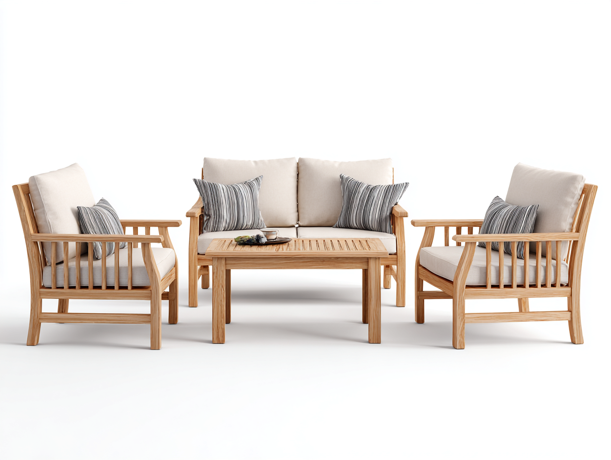 Canapé de jardin ensemble bois massif 2 places 160x75x78 cm - beige - naturel - extérieur design contemporain-Homimyhome
